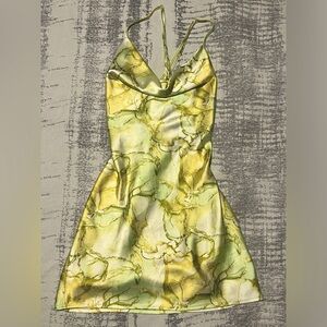 Marble Print Silk Mini Dress